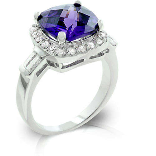 *** WHITE GOLD PLATED AMETHYST CZ RING -- R1 NO RESERVE!!